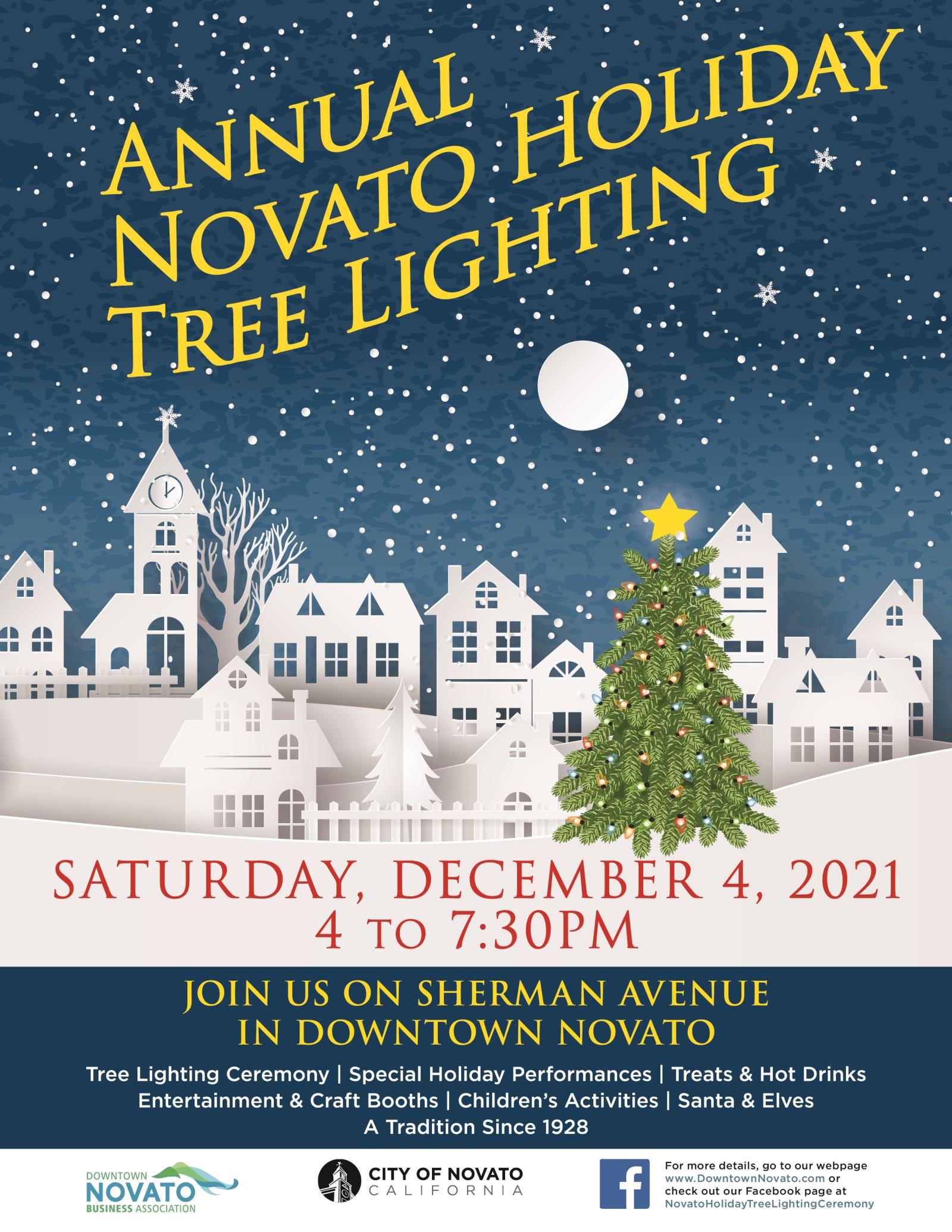 An image for Novato's Holiday Tree Lighting on December 4