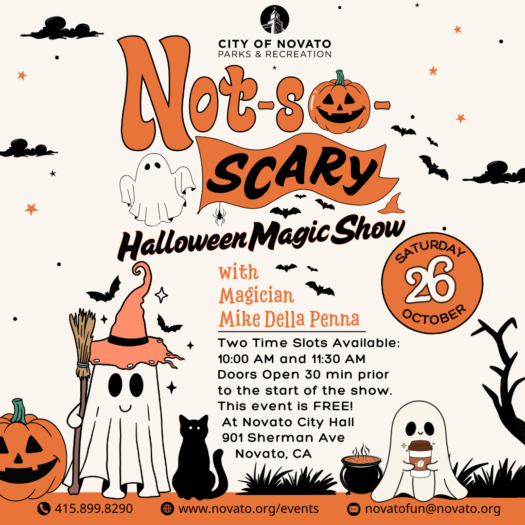 Not So Scary Halloween Magic Show, Saturday, October 26, 10AM and 1130AM time slots