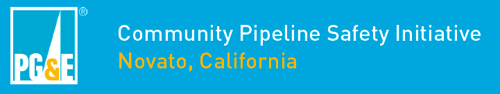 PGE logo with the words community pipepline safety initiative Novato, California