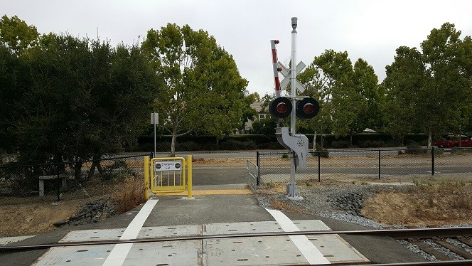 photo of pedestrian crossing after crossing equipment installation