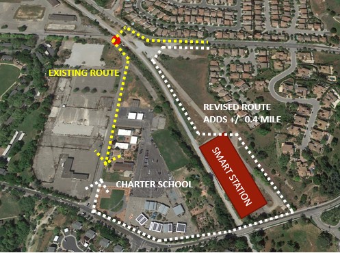 map of impact to pedstrians and bicyclists walking to school or library