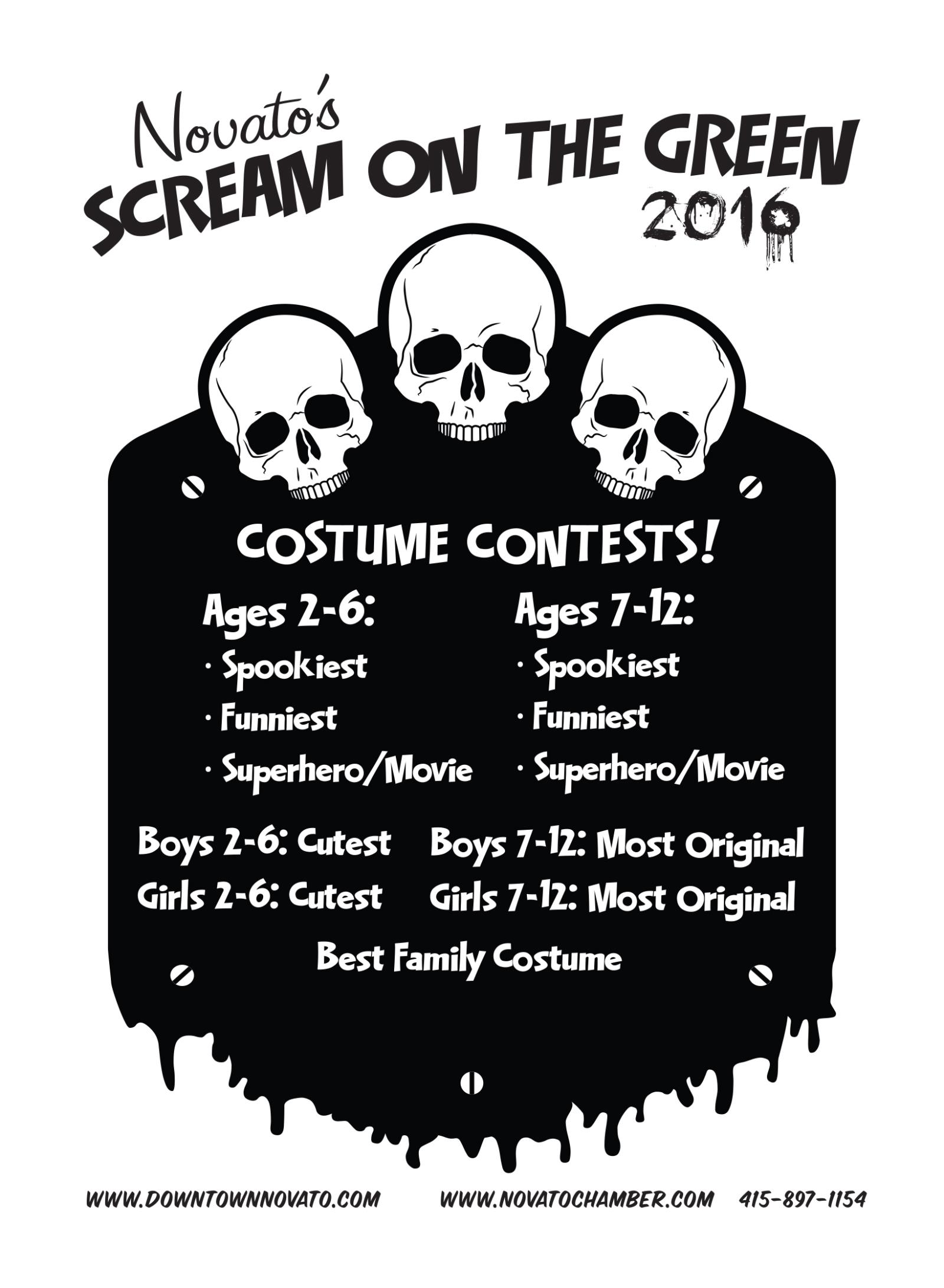 Image of 2016 scream on the green Costume Contest flier