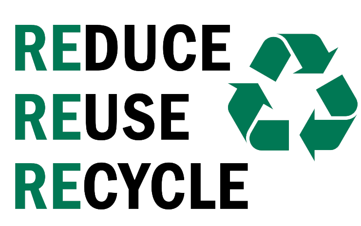 Image of the words "reduce, reuse, recycle"