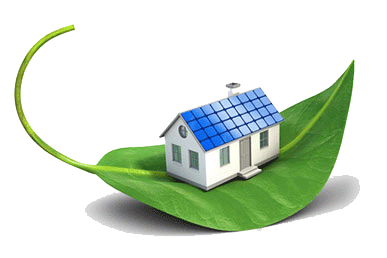 image of a house with solar panels on a leaf