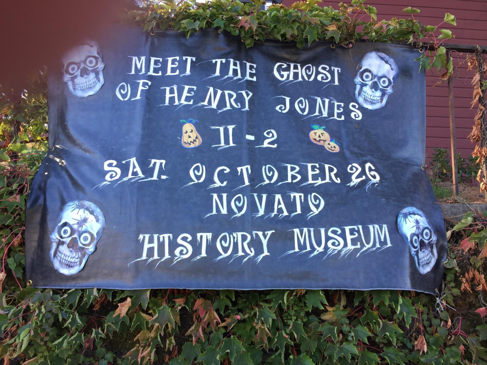 Photo of Novato History Museum sign for Halloween event